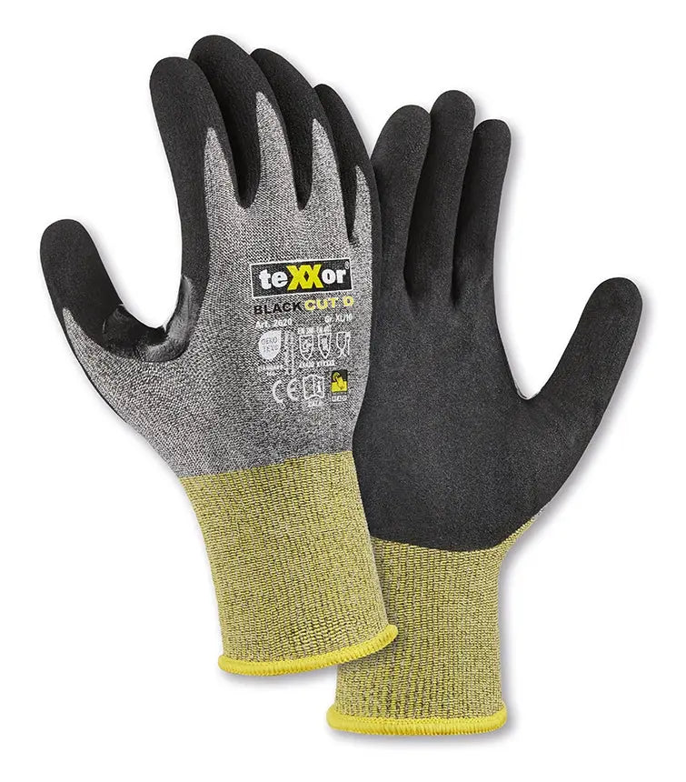 teXXor® Schnittschutz-Strickhandschuhe BLACK CUT® D - KERA Arbeitsschutz