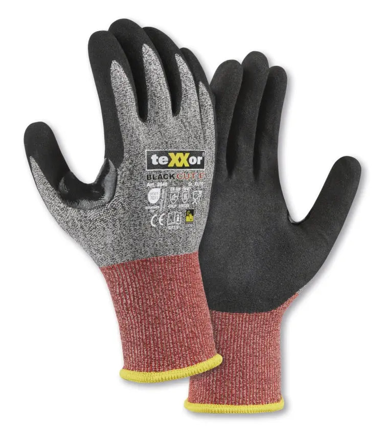 teXXor® Schnittschutz-Strickhandschuhe BLACK CUT® F - KERA Arbeitsschutz