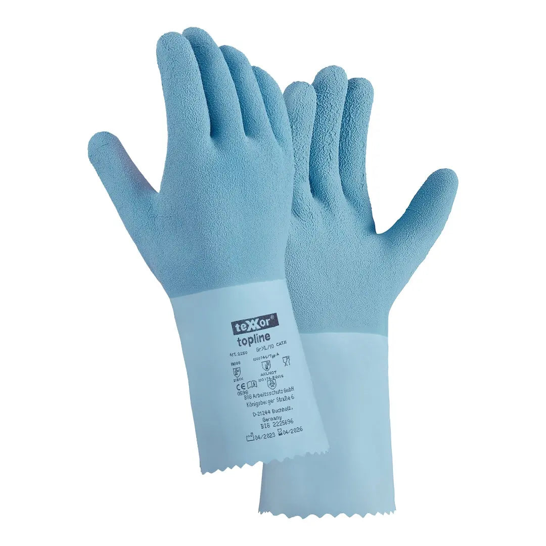 teXXor® topline Chemikalienschutz-Handschuhe NATURLATEX GERAUT-120 Paar teXXor®