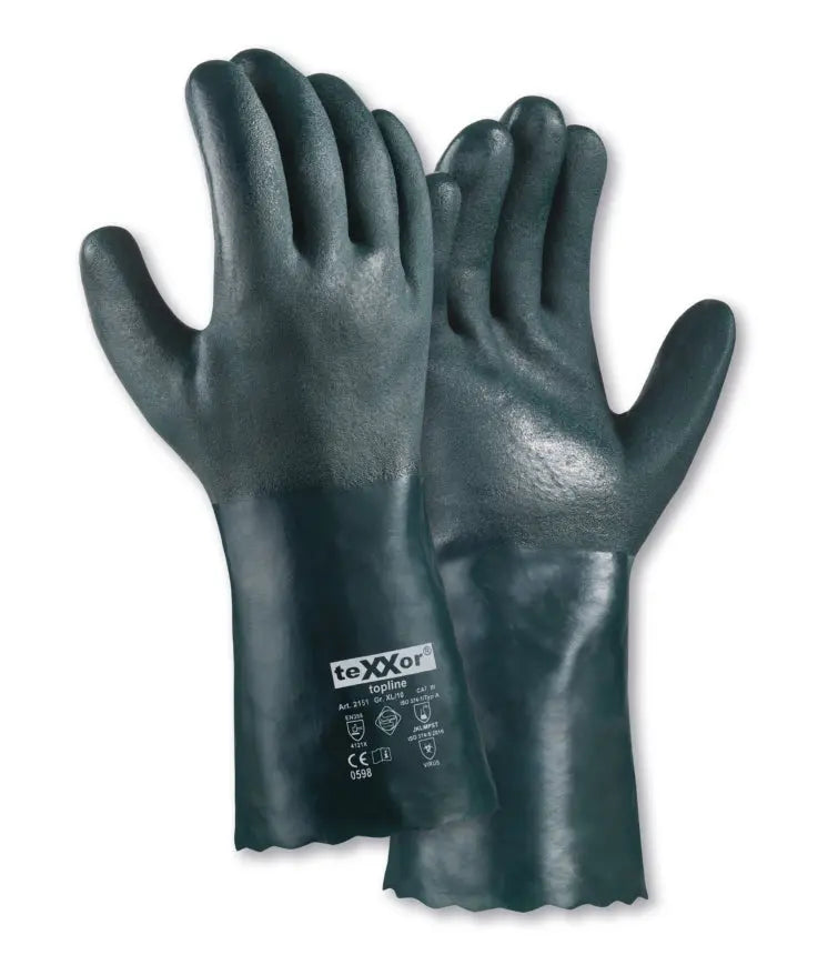 teXXor® topline Chemikalienschutz-Handschuhe PVC GRÜN-60 Paar teXXor®