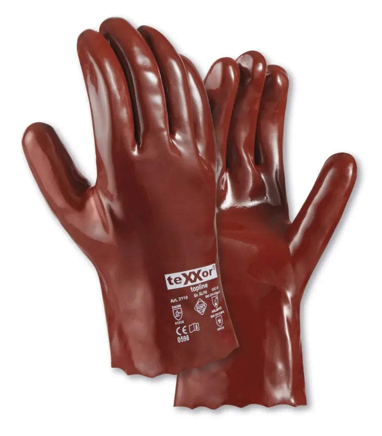 teXXor® topline Chemikalienschutz-Handschuhe PVC ROTBRAUN-120 Paar teXXor®